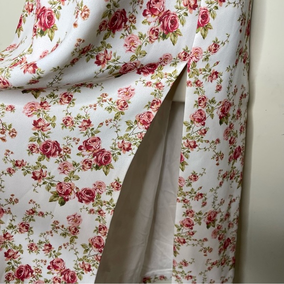 House of CB Corset Crepe Midi Sundress sz L+ XL in rose print - Picture 8 of 10